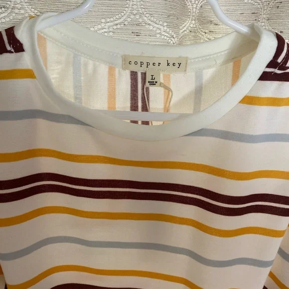 Copper Key Girls size L (12) Ruby Striped Long Tee - Picture 3 of 6